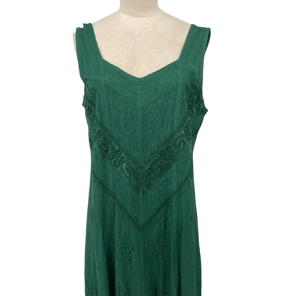 NWT Holy Clothing Dress Embroidered Green Renaissance Sleeveless Size Medium - Picture 2 of 16